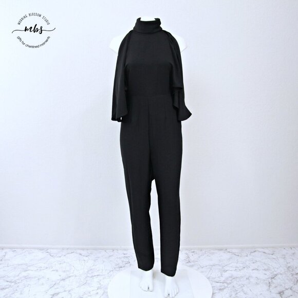 NWT Finders Keepers Real Slow Halter Neck Cold Shoulder Jumpsuit Black Women S - Picture 4 of 15